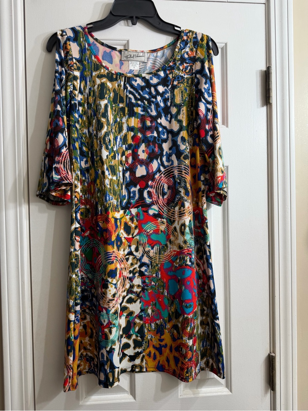 Multicolor Printed Cold-Shoulder Tunic Dress